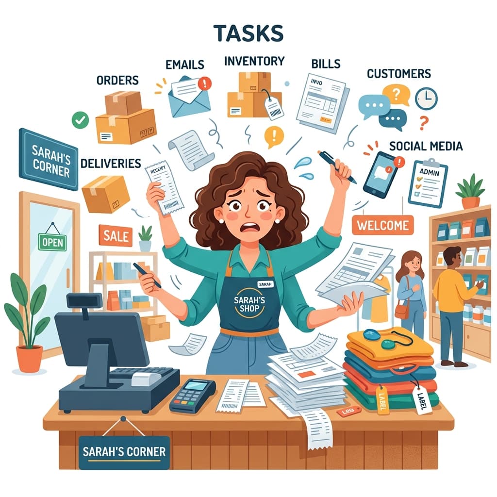 Overwhelmed Business Owner Illustration Overwhelmed Business Owner Illustration